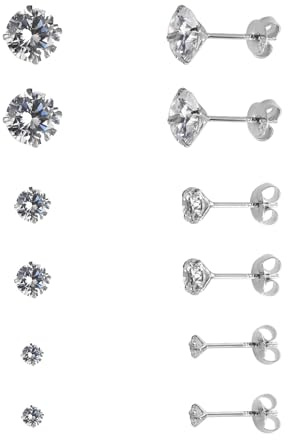 YOURDORA Damen Ohrringe Set 3 Paare Basic Silber 925 Einkristall-Ohrstecker