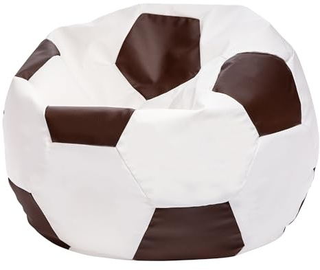 Ecopuf Football Sack M - Lekdyna i hållbart material - Perfekt för fotbollsfans, barn - Sittpuff vardagsrum - Sammetspuff - Puff säck för spelstol - 65x45 cm - Mörkbrun E13