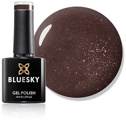 Bluesky Bluesky Gel Polish, Mocha Shimmer, A14, 10 ml, Gel Dissolvable Nail Polish, Purple, Shimmer, Brown, Dark (Curing Under UV/LED Lamp Required) Pack (x)
