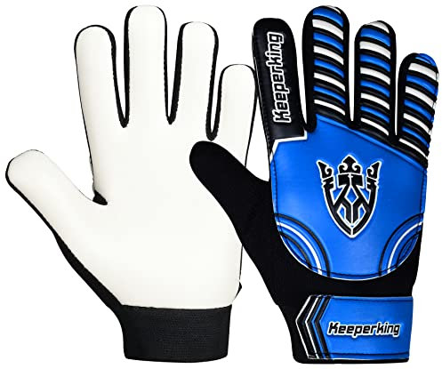 Keeperking Torwarthandschuhe Kinder, Jungen und Mädchen, Junior Fußballhandschuhe Fußball Spielerhandschuhe für Jungen tormannhandschuhe Große 4-7 (Claw 2.0 Blau, 4)