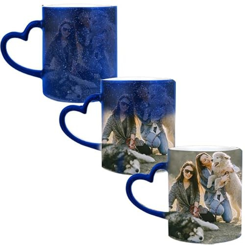 JeathFea Tasses Photo Magique Personnalisée Tasse à Café Chaleur Changée Mug Magique Personnalisé avec Photo et Texte, Idée Cadeau Noël pour Amant Papa Maman et Amis
