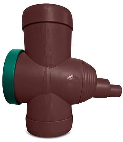 YourCasa Raccolta di pioggia [Downpipe] - Tappo per troppopieno, rubinetto di intercettazione e filtro metallico - Connessione tubo di scarico 68-100 mm DN100 e serbatoio per acqua piovana (marrone)