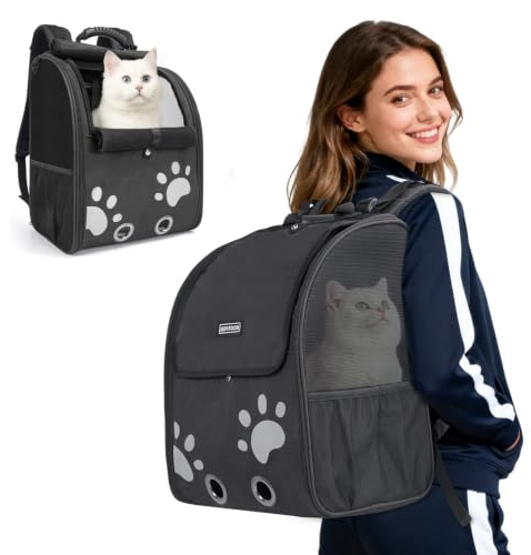 Cat Backpack Carrier with Comfort Handle, Ventilated Cat Backpack