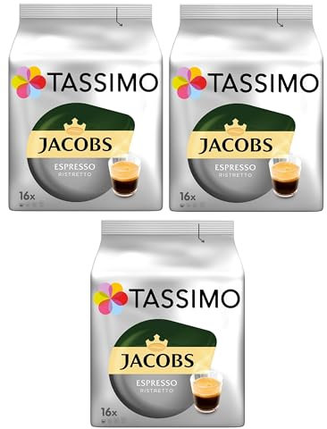 Tassimo Jacobs Espresso Ristretto Coffee Pods x16 – Pack of 3 (Total 48 Pods)