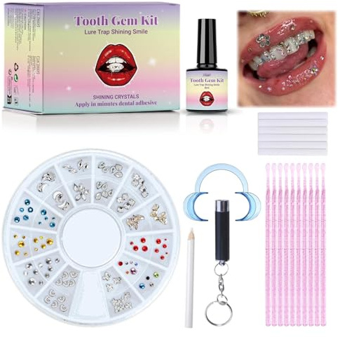 Tooth Gems Kit, DIY Gems Kit – Fashionable, Removable Diamond , Crystal Teeth Decor for Women, Shine Bright with Easy to Apply Tooth Jewelry for a Stylish Smile