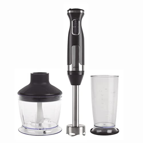 Lacor 61683 - Batidora/Picadora eléctrica PRO con vaso mezclador de base | En acero inox 18/10, tritura y bate sin esfuerzo; libre de BPA, base antideslizante, práctico y fácil de guardar