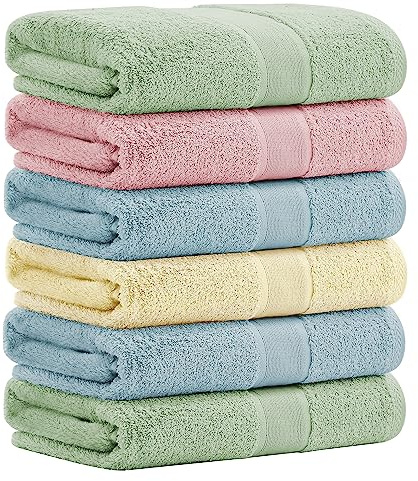Aibaser Viscose from Bamboo and Cotton Bath Towels Set of 6-27x54 Inch Ultra Soft, Highly Absorbent Large Shower Towels for Bathroom, Spa & Gym