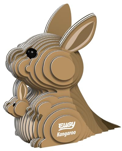 EUGY 650015 Känguru, 3D Tier-Puzzle für Kinder und Erwachsene zum Zusammenbauen, DIY Tierfigur, Bastelset ab 6 Jahren