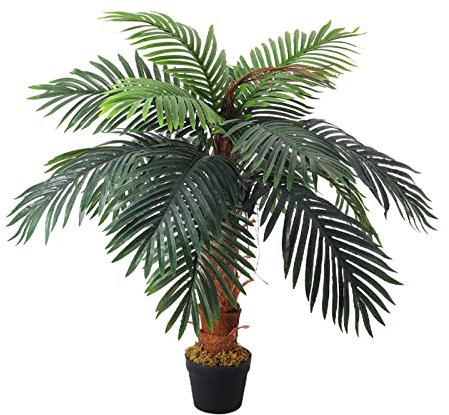 INMOZATA Artificial Areca Palm Tree Tropcial Plant Decorative Fake Plants in Pot 100cm High for Indoor Outdoor Garden