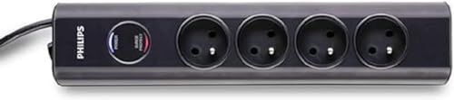 Philips Fyrdubbla grenuttag - SPN7040WA/19-230V - vit - överspänningsskydd - 2 meter kabel