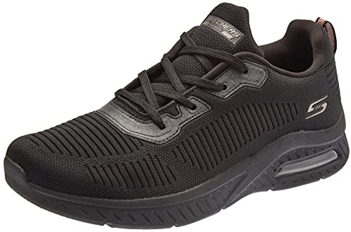 Skechers Women's Squad Air Close Encounter Sneaker, Black Engineered Knit, 6 UK