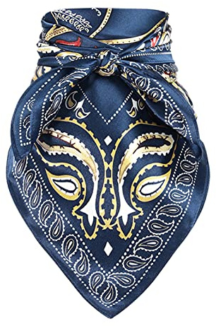 GERINLY Fashion Bird Print Neckerchief for Men 100% Silk Hair Scarf Handsome Headwear for Travel Neck Scarfs (Blue)
