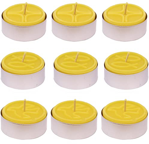 9 Maxi-Teelichter religiöse Symbole in Aluschalen aus 100% reinem Bienenwachs