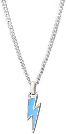 Kuzzoi Herren Halskette mit Anhänger im Blitzform (16 mm), Herrenkette aus 925 Sterling Silber, Kette mit Emaille Anhänger für den Mann, Kette Herren Silber mit Anhänger, Länge 50 cm