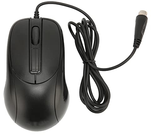 PUSOKEI Kabelgebundene Maus, Optische PS/2 Scroll Desktop Maus mit 3 Tasten, Ergonomische Gaming Mäuse für Laptops und PCs, Rechts oder Linkshänder, Schwarz