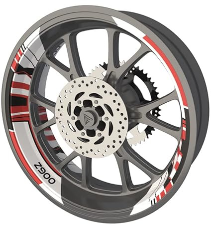 Felgenband für Motorrad Kawasaki Z900 Premium Qualität (Aufkleber für 2 Räder) (Rot)