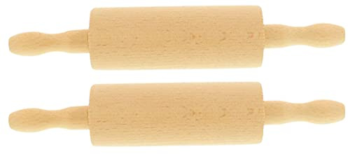 teemando® 2 X Marken-Holz-Teigrolle für Kinder, 26 cm, drehbare Achse, Marzipanrolle, einfaches ausrollen Mit dem Mini-Nudelholz