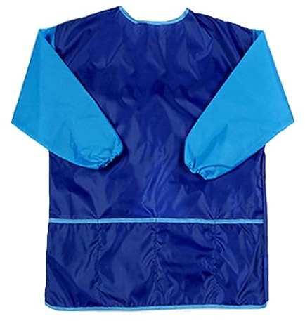 KIMMAX Bastelschürze kinder, Malschürze Malerkittel mit Ärmeln für Kinder von 7 bis 12 Jahren für Schule Kunst Malerei,Kochen (Royal Blue (L,125-140cm))