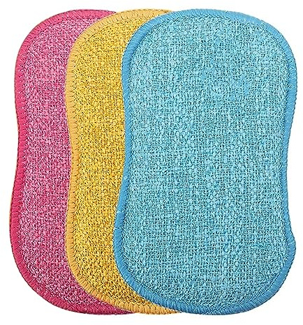 JITNGA Confezione da 3 Spugne Double Face Spugna Lavapiatti 16 X 10 Cm Spugna Pulizia Spugna per Piatti per Pulire Lo Sporco Ostinato (Vari Colori)