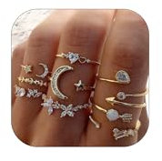 choice of all Stackable Rings Set for Women Teen Girls Trendy Stuff Boho Star Moon Love Knuckle Rings Turquoise Rings Cute Rings Jewelry Gifts for Her