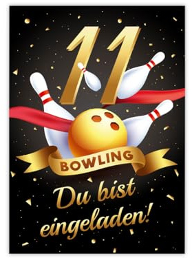 Minkocards 12 Einladungskarten zum 11. Kindergeburtstag Bowling Kegeln Mädchen Jungen Einladung elfte Mädchengeburtstag Jungsgeburtstag
