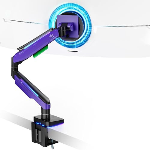 Ares Wing Monitorhalterung für 43,2 bis 124,4 cm (17 bis 49 Zoll) gebogenen und ultrabreiten Monitor, VESA-Halterung unterstützt bis zu 20 kg, verstellbare Gasfederklemme und Tülle,
