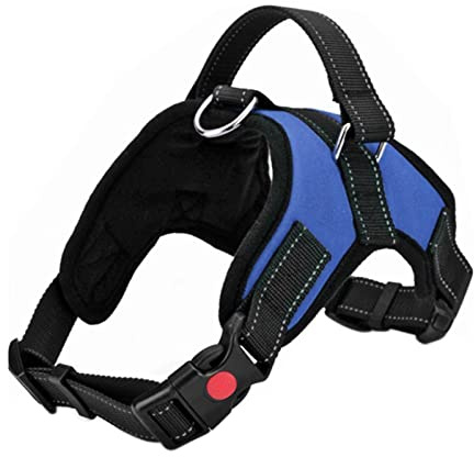 FYY Dog Harness No Pull, Breathable Adjustable Pet Vest, Reflective Oxford Easy Control Dog Harness with Sturdy Handle for Small Medium Large Dogs S-Blue