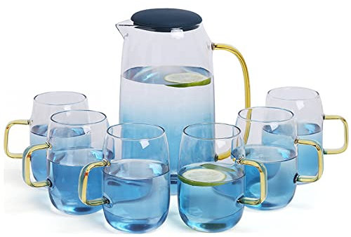 YOtat Bottiglia di Vetro per Acqua Fredda, Brocca, Set di Bottiglie per Bollitore, Grande capacità, Casa, Soggiorno, Trasparente, Resistente alle Alte Temperature