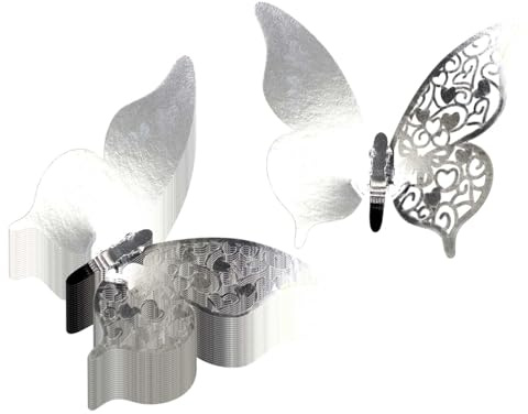 50 segnaposti con Numeri da Tavolo a Farfalla, segnaposto per Tazze da Bere, segnaposto Decorativi scavati per la Decorazione della tavola di, Argento