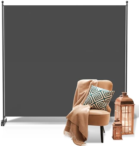 Yugodex Paravent - Divisorio pieghevole indipendente, paravento su rotelle, 1 pezzo, 187 x 181 cm, paravento per balcone, uffici, soggiorno (antracite)