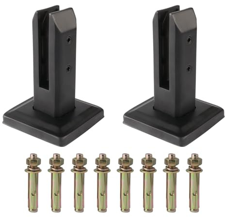 Catekro 2 Stück Schwarz Robuste Glasklemme aus 201 Edelstahl, für Pool-Zaun, Balustrade, Geländer, Pfostenklemmen für Balkone, Gärten, Treppenhäuser, Pooldeck-Handläufe (160MM)