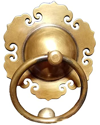 ZZZOLX Türklopfer, Haustürklopfer, Antiker Bronze-Türklopfer, Retro-Blumenform, Türgriff, Gartenhof, Eingangstür, Ring, Dekorationszubehör (Size : 20cm Diameter)