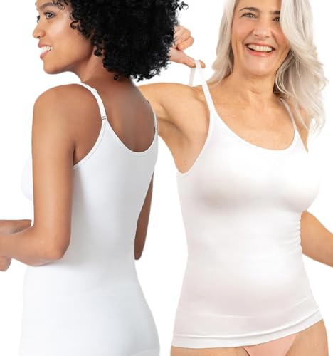 SHAPERMINT - Tops para mujer con cuello redondo y faja moldeadora para abdomen, ropa moldeadora para control de abdomen, camisetas sin mangas para mujer, XL