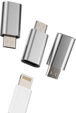 Adaptador Micro USB macho a Lightning hembra (3 Pack) para Apple iPhone Carga Jack Datos Cable Android Móvil Adaptadores Compatible con Samsung Galaxy S6 S7Edge+ Active Note5 Conector 091-L-Mc