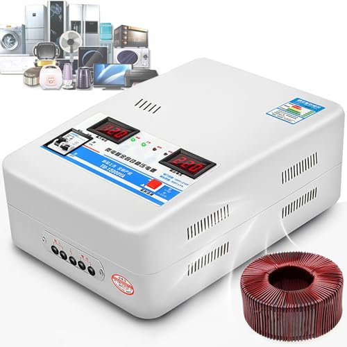 GplHAIN Stabilizzatore di Tensione Completamente Automatico, Stabilizzatore di Tensione per Condizionatore d'Aria A Bassissima Tensione in Rame Puro 220 V, 6 Protezioni Principali,20000W