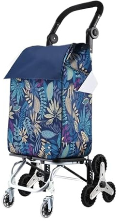 RUVOO Einkaufswagen Treppensteiger Trolley Faltbare, Abnehmbare 6 Gummiräder, 2 Lenkrollen, Stoßfest, Treppensteigen, Strapazierfähige Trolley-Tasche Einkaufstrolley Klappbar(Blue)