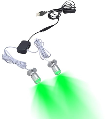 FSLiving Mini Aluminium LED Einbaustrahler, 2 stk Minispot Einbauleuchte mit Transformer, grünes Licht für Schrank, Flur, Galerien, Geschäfte, Schmuckschrank -1 Watts