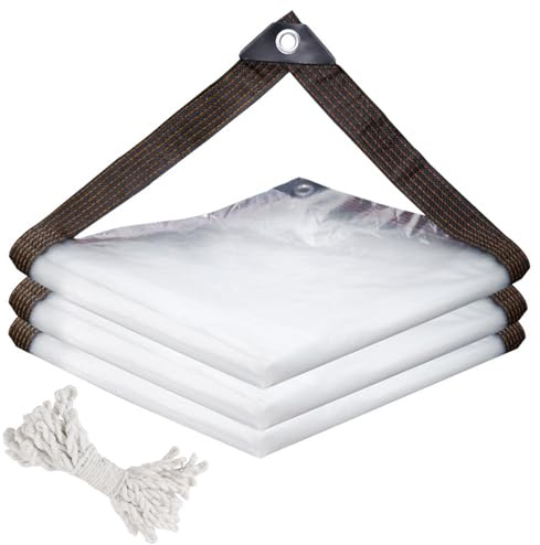 Oungy Lona impermeable transparente con ojales, 2 x 4 m, protección contra la lluvia para balcón, para exteriores, transparente, con ojales, para muebles de jardín, plantas, invernadero