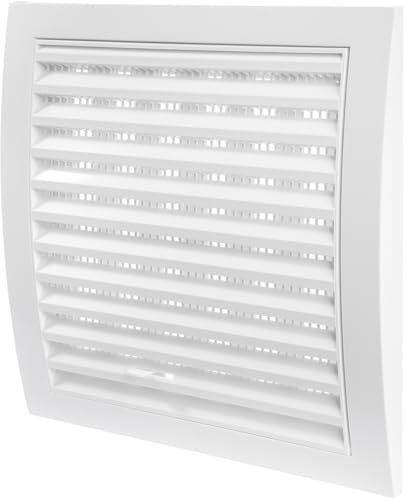 Repa Market White Adjustable Ventilation Grille – 190 x 190 mm / 7.48 x 7.48 Inch Louvered Air Vent Cover – Wall & Ceiling Airflow Outlet with Mesh Screen – Indoor & Outdoor Ventilation System Cover