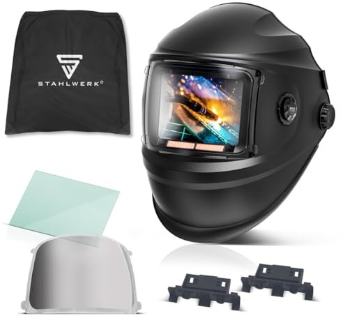 STAHLWERK Automatik-Schweißhelm 3 in 1 BOOSTER - Schweißerhelm mit True-Colour, autom. Abdunkelung DIN 4-13, Jobspeicher, optische Klasse 1/1/1/2, Sichtfeld 116 x 81 mm, Schweißschild, Schweißmaske