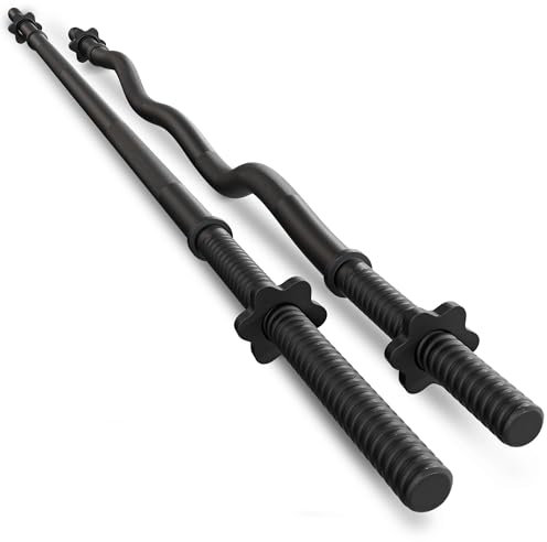 TREX SPORT Langhantelstange SZ Curlstange Set TX-150SP120LCP | 150 cm und 120 cm Stahl Hantelstange, 25 mm | Sternverschlüsse, bis 100 kg Belastbarkeit