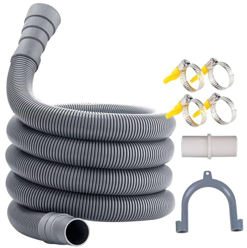 Universal Drain Hose Extension Kit,(Grey) with Connector Clip Clamp, Washing Machine Drain Hose for Washing Machine, Dishwasher & Other Applications (1.5m)