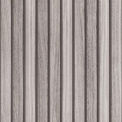 AMIGO Wood Look Self-Adhesive Wallpaper, Grey Wooden Grids, Furniture Stickers, Peel and Stick Panels, Vinyl Film for Kitchen, Cabinet, Bar, Table, Counter Stairs, Removable Wall Cladding, 44.5 x 1000