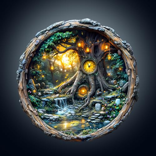 Blumuze Wooden Puzzle, Magic Time Tree Wooden Jigsaw Puzzles For Adults, Unique Shaped Animal Wood Puzzles For Adults 14+ With Wood Gift Box 270pcs-L-34 * 34cm