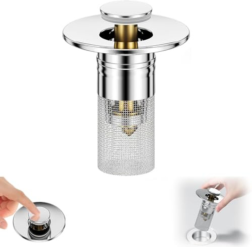 Stainless Steel Strainer Basket Hair Catcher, Bathroom Sink Strainer for Bathroom Sink Stopper Replacement (1)