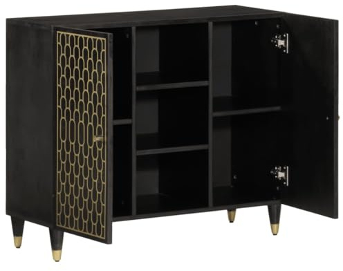 ULUYYUC Buffet Cucina Mobiletto da Esterno Mobile Basso Soggiorno Armadietto Salvaspazio - Credenza 90x33x75 cm in Legno Massello di Mango per Ingresso Corridoio Bagno Camera Da Letto
