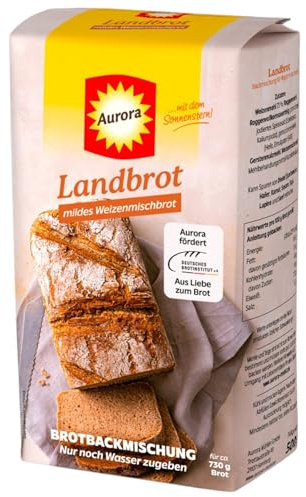 Aurora Landbrot mildes Weizenmischbrot Backmischung 500g (6er Pack) | Brot Backen mit Anleitung leicht gemacht!