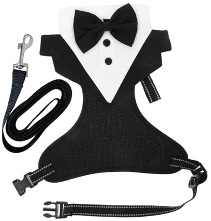 Milisten Harnais pour Chien Ajustable Anti-Traction avec Noeud Décoratif Gilet Confortable pour Promenades Petite à Grande