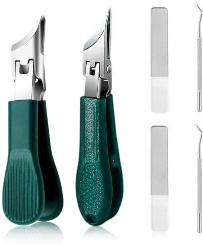 6 PCS Coupe Ongle Set Avec Ouverture Mâchoire Large en Acier Inoxydable, Coupe Ongle Pied Professionnel à tête Coudée Pour Personnes âgées ongles épais, Kit de préparation des ongles pour adultes