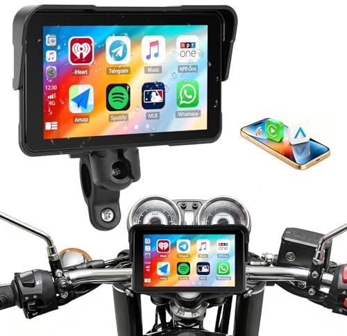 [2025 NUOVO] CAMECHO Wireless Schermo Carplay Per Moto, Touchscreen da 5 pollici Navigatore GPS Auto con IP68, Portatile Senza Fili CarPlay & Android Auto IP68 Impermeabile Touchscreen Bluetooth